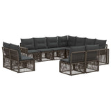 Set Divano da Giardino 11 pcs Grigio e Grigio Scuro polyrattan