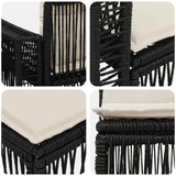 Set Divano da Giardino 9 pcs Nero e Bianco Crema polyrattan