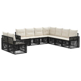 Set Divano da Giardino 9 pcs Nero e Bianco Crema polyrattan
