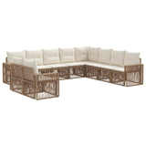 Set Divano da Giardino 10 pcs Beige e Bianco Crema polyrattan