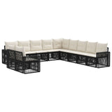 Set Divano da Giardino 11 pcs Nero e Bianco Crema polyrattan