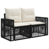 Set Divano da Giardino 11 pcs Nero e Bianco Crema polyrattan