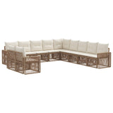 Set Divano da Giardino 11 pcs Beige e Bianco Crema polyrattan