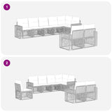 Set Divano da Giardino 8 pcs Grigio e Grigio Scuro polyrattan