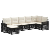 Set Divano da Giardino 7 pcs Nero e Bianco Crema polyrattan