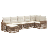Set Divano da Giardino 7 pcs Beige e Bianco Crema polyrattan