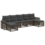 Set Divano da Giardino 7 pcs Grigio e Grigio Scuro polyrattan