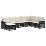 Set Divano da Giardino 8 pcs Nero e Bianco Crema polyrattan