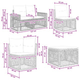 Set Divano da Giardino 8 pcs Nero e Bianco Crema polyrattan