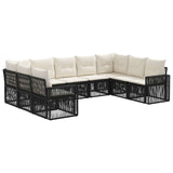 Set Divano da Giardino 9 pcs Nero e Bianco Crema polyrattan