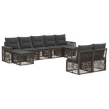 Set Divano da Giardino 9 pcs Grigio e Grigio Scuro polyrattan