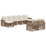 Set Divano da Giardino 9 pcs Beige e Bianco Crema polyrattan