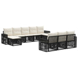 Set Divano da Giardino 10 pcs Nero e Bianco Crema polyrattan