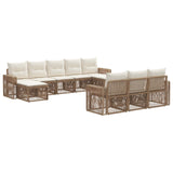 Set Divano da Giardino 10 pcs Beige e Bianco Crema polyrattan