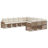 Set Divano da Giardino 11 pcs Beige e Bianco Crema polyrattan