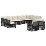 Set Divano da Giardino 12 pcs Nero e Bianco Crema polyrattan