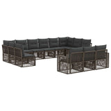 Set Divano da Giardino 13 pcs Grigio e Grigio Scuro polyrattan