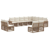 Set Divano da Giardino 12 pcs Beige e Bianco Crema polyrattan
