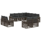 Set Divano da Giardino 11 pcs Grigio e Grigio Scuro polyrattan