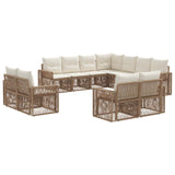 Set Divano da Giardino 11 pcs Beige e Bianco Crema polyrattan