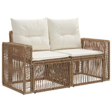 Set Divano da Giardino 11 pcs Beige e Bianco Crema polyrattan
