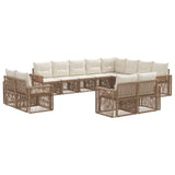 Set Divano da Giardino 12 pcs Beige e Bianco Crema polyrattan