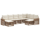 Set Divano da Giardino 9 pcs Beige e Bianco Crema polyrattan