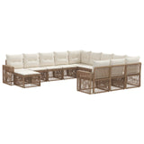 Set Divano da Giardino 12 pcs Beige e Bianco Crema polyrattan