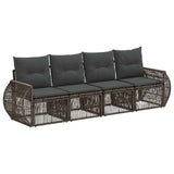 Set Divano da Giardino 4 pcs Grigio e Grigio Scuro polyrattan