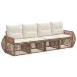 Set Divano da Giardino 4 pcs Beige e Bianco Crema polyrattan