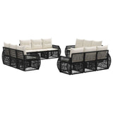 Set Divano da Giardino 12 pcs Nero e Bianco Crema polyrattan