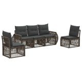 Set Divano da Giardino 5 pcs Grigio e Grigio Scuro polyrattan