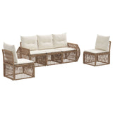 Set Divano da Giardino 5 pcs Beige e Bianco Crema polyrattan