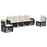 Set Divano da Giardino 6 pcs Nero e Bianco Crema polyrattan