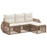 Set Divano da Giardino 4 pcs Beige e Bianco Crema polyrattan