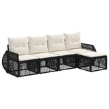 Set Divano da Giardino 5 pcs Nero e Bianco Crema polyrattan