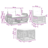 Set Divano da Giardino 5 pcs Nero e Bianco Crema polyrattan