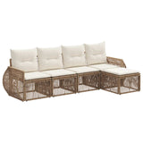 Set Divano da Giardino 5 pcs Beige e Bianco Crema polyrattan