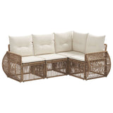 Set Divano da Giardino 4 pcs Beige e Bianco Crema polyrattan