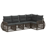 Set Divano da Giardino 5 pcs Grigio e Grigio Scuro polyrattan