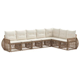 Set Divano da Giardino 7 pcs Beige e Bianco Crema polyrattan