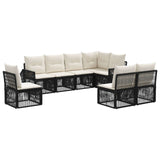 Set Divano da Giardino 8 pcs Nero e Bianco Crema polyrattan