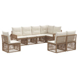Set Divano da Giardino 8 pcs Beige e Bianco Crema polyrattan