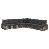 Set Divano da Giardino 9 pcs Grigio e Grigio Scuro polyrattan