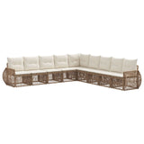Set Divano da Giardino 9 pcs Beige e Bianco Crema polyrattan