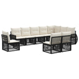 Set Divano da Giardino 10 pcs Nero e Bianco Crema polyrattan