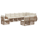 Set Divano da Giardino 10 pcs Beige e Bianco Crema polyrattan