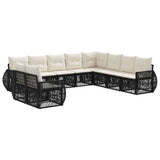 Set Divano da Giardino 10 pcs Nero e Bianco Crema polyrattan