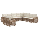 Set Divano da Giardino 10 pcs Beige e Bianco Crema polyrattan