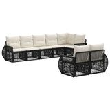 Set Divano da Giardino 8 pcs Nero e Bianco Crema polyrattan